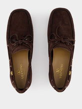 Valentino Garavani Brown Suede Palm Avenue Loafers
