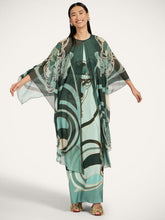 La DoubleJ Dark Green Blooming Tulip Silk Chiffon Cape