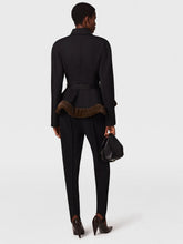 Stella McCartney Black Peplum Jacket with Vegan Fur Trim