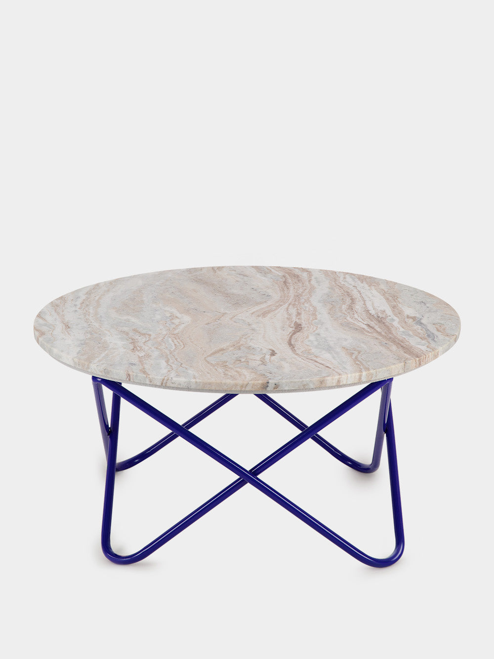 Evoramonte Marble and Blue Metal Coffee Table