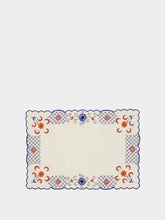 House of Capricorn Hand-Embroidered Funchal Ecru Linen Multicoloured Embroidery Placemat