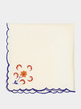 House of Capricorn Hand-Embroidered Funchal Ecru Linen with Multicoloured Embroidery Napkin