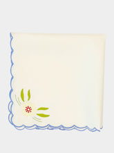 House of Capricorn Hand-Embroidered Machico Ecru Linen with Multicoloured Embroidery Napkin