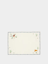 House of Capricorn Hand-Embroidered Santa Cruz Ecru Linen with Multicoloured Embroidery Placemat