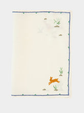 House of Capricorn Hand-Embroidered Santa Cruz Ecru Linen with Multicoloured Embroidery Placemat