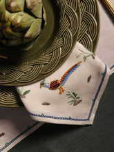 House of Capricorn Hand-Embroidered Santa Cruz Ecru Linen with Multicoloured Embroidery Napkin