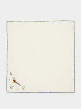 House of Capricorn Hand-Embroidered Santa Cruz Ecru Linen with Multicoloured Embroidery Napkin