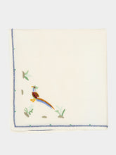 House of Capricorn Hand-Embroidered Santa Cruz Ecru Linen with Multicoloured Embroidery Napkin