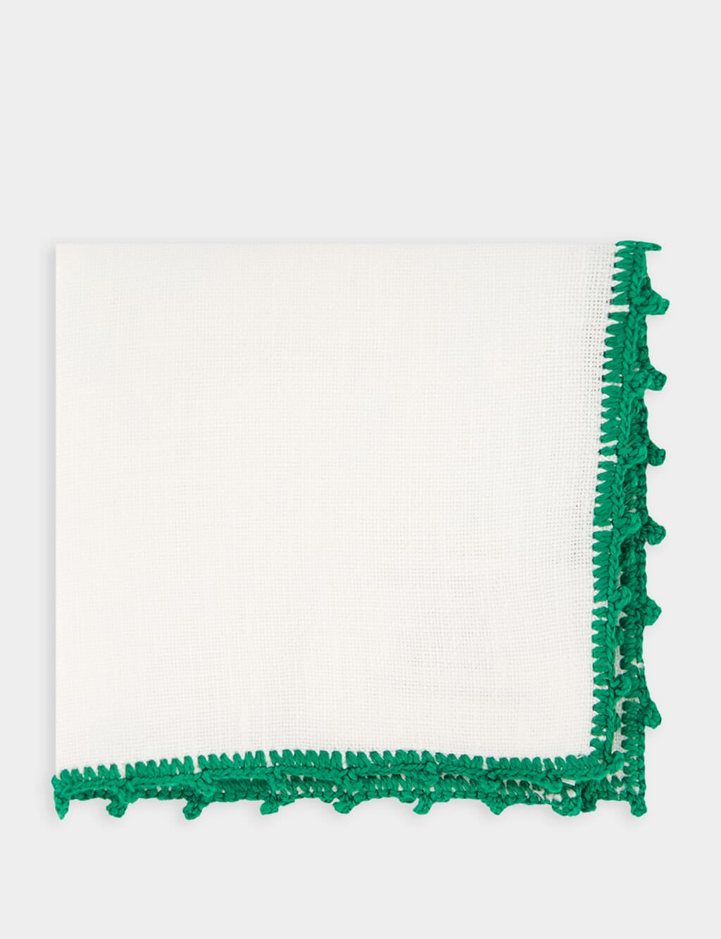 Hand Embroidered Teresa White and Green Cocktail Napkin