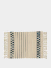 House of Capricorn Handmade Amélia Natural and Petrol Blue Cotton Placemat