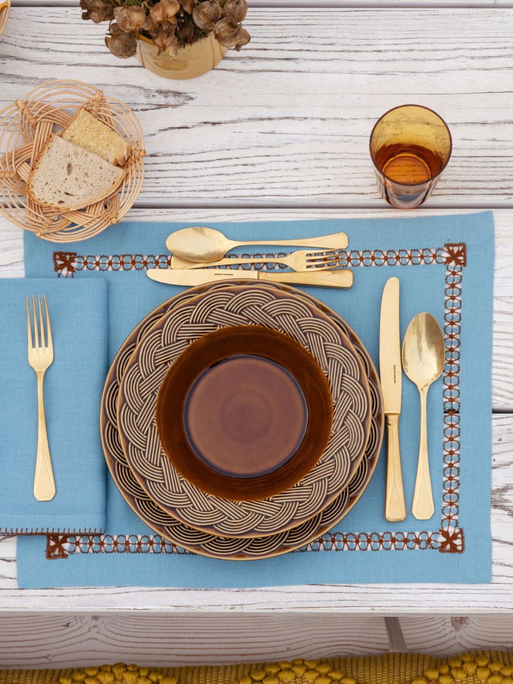 Vime Brown Ceramic Soup Plate