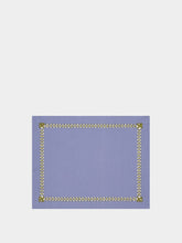 House of Capricorn Hand-Embroidered Maria Blue Linen with Green Embroidery Placemat