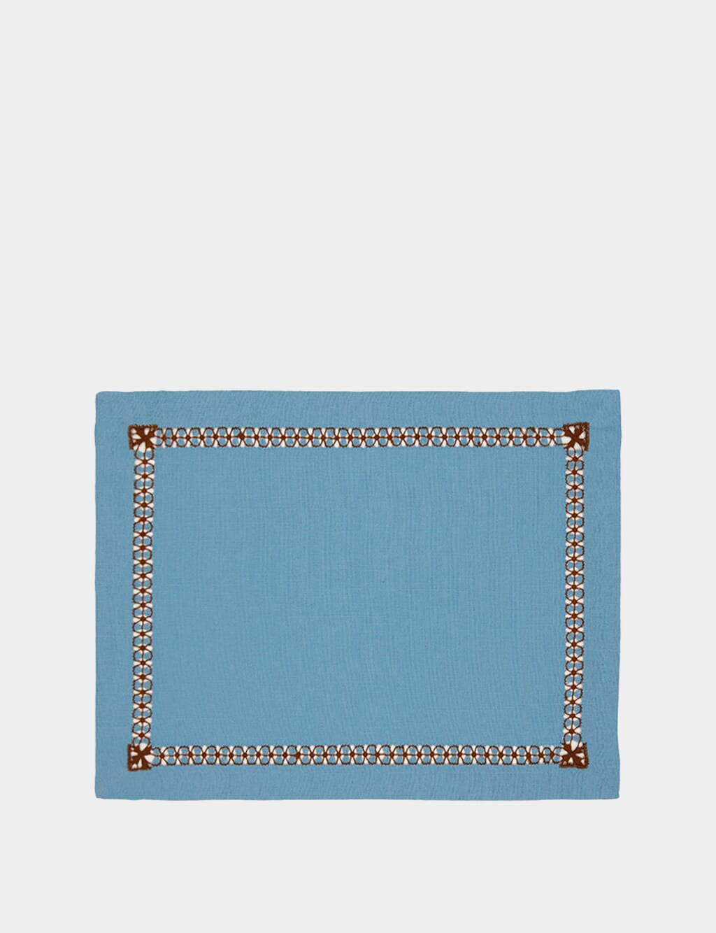 Hand Embroidered Maria Turquoise and Brown Placemat