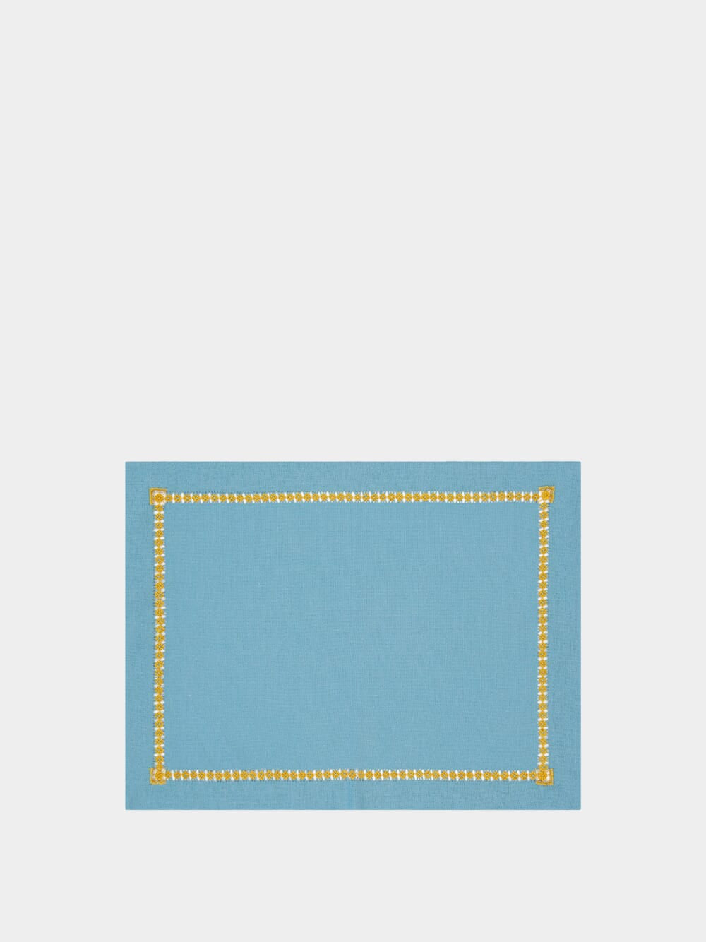 Hand Embroidered Maria Turquoise and Yellow Placemat