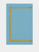 House of Capricorn Hand-Embroidered Maria Turquoise and Yellow Embroidery Placemat