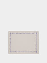 House of Capricorn Hand-Embroidered Maria Ice Blue Linen with Blue Embroidery Placemat
