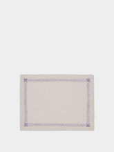 House of Capricorn Hand-Embroidered Maria Ice Blue Linen with Blue Embroidery Placemat