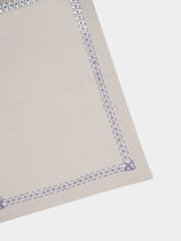 House of Capricorn Hand-Embroidered Maria Ice Blue Linen with Blue Embroidery Placemat