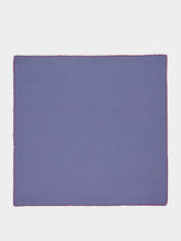House of Capricorn Hand-Embroidered Maria Blue Linen with Red Embroidery Napkin