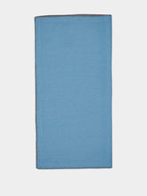 House of Capricorn Hand-Embroidered Maria Turquoise Linen with Brown Embroidery Napkin