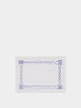 House of Capricorn Hand-Embroidered Maria Ice Blue Linen with Blue Embroidery Cocktail Napkin