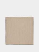 House of Capricorn Hand-Embroidered Viana Beige Linen with Green Embroidery Placemat and Napkin Set