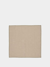 House of Capricorn Hand-Embroidered Viana Beige Linen with Green Embroidery Placemat and Napkin Set