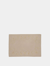 House of Capricorn Hand-Embroidered Viana Beige Linen with Beige Embroidery Placemat and Napkin Set