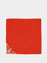House of Capricorn Hand-Embroidered Santana Red Cotton Napkin
