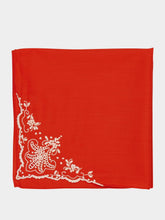 House of Capricorn Hand-Embroidered Santana Red Cotton Napkin
