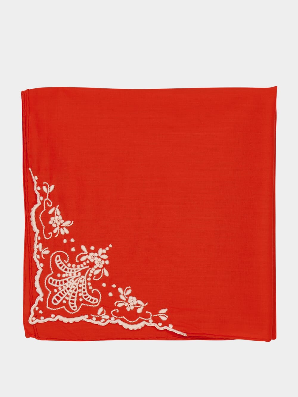 Embroidered Wheat Motif Santana Red Cotton Napkin