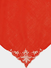 House of Capricorn Hand-Embroidered Santana Red Cotton Napkin