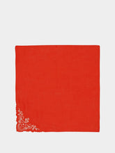 House of Capricorn Hand-Embroidered Santana Red Cotton Napkin