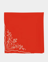 House of Capricorn Hand-Embroidered Santana Red Cotton Napkin