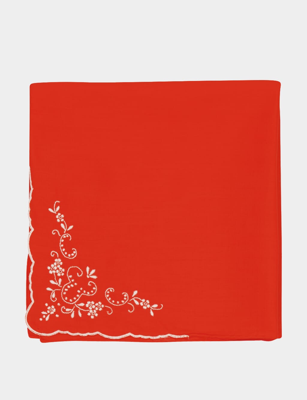 Hand Embroidered Gardenia Santana Red Napkin