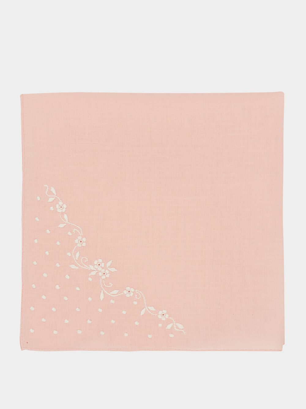 Hand Embroidered Polka Dots Santana Pink Napkin