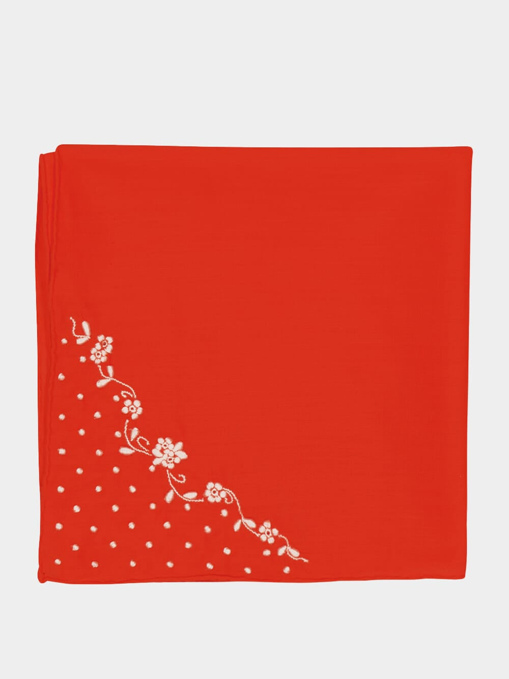 Embroidered Polka Dots Santana Red Cotton Napkin