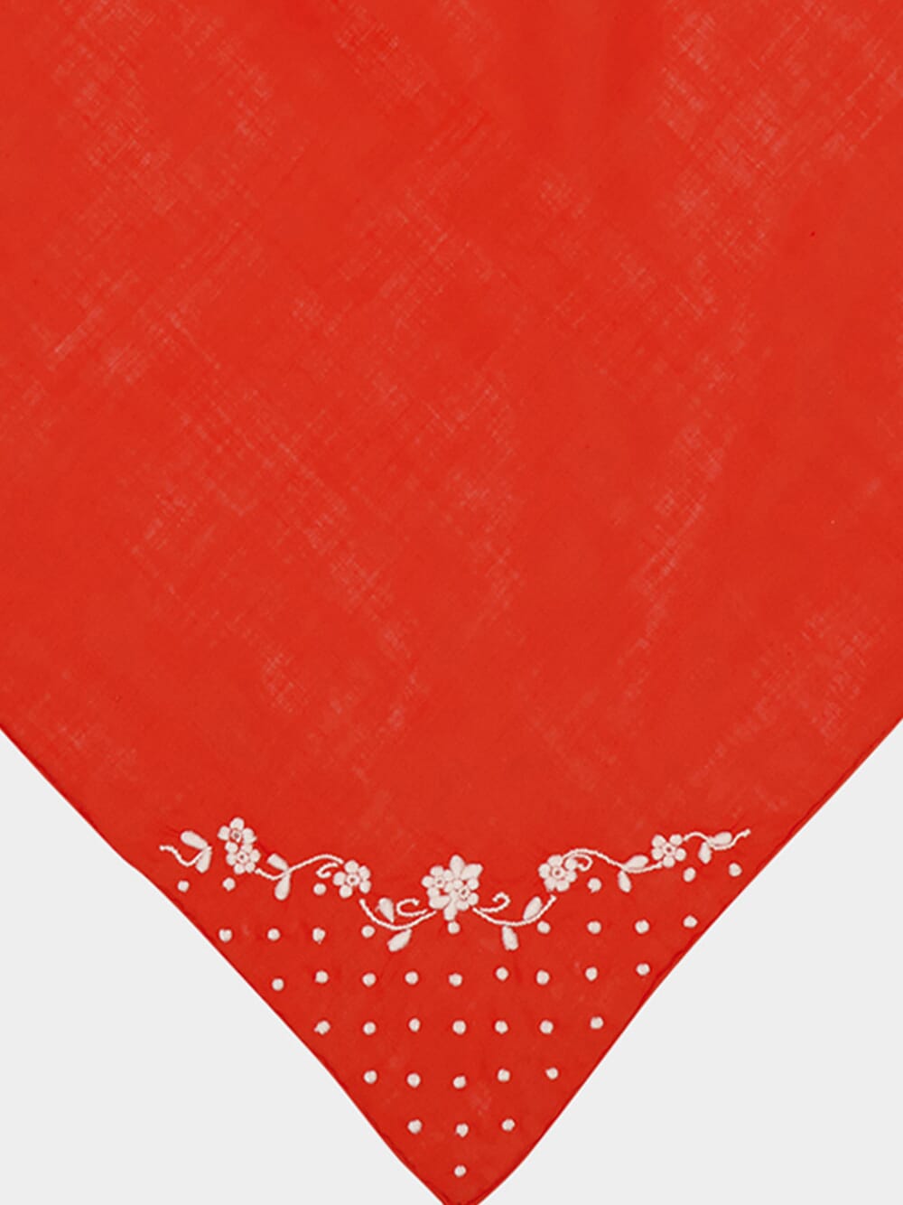 Embroidered Polka Dots Santana Red Cotton Napkin