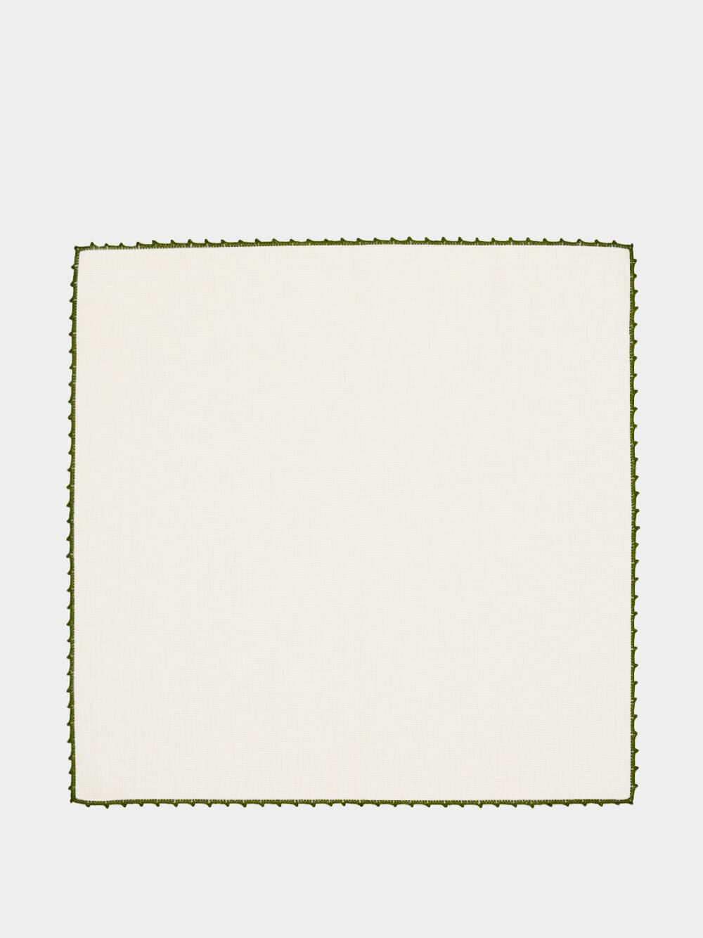 Hand Embroidered Teresa White and Dark Green Napkin