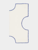 House of Capricorn Hand-Embroidered Teresa White Linen with Light Blue Crochet Bread Basket Cloth