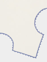 House of Capricorn Hand-Embroidered Teresa White Linen with Light Blue Crochet Bread Basket Cloth