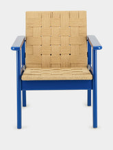 House of Capricorn Medeiros Blue Wood and Natural Cord Armchair