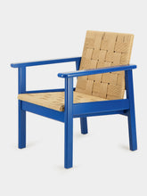 House of Capricorn Medeiros Blue Wood and Natural Cord Armchair