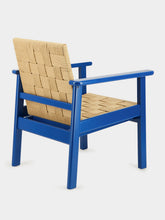 House of Capricorn Medeiros Blue Wood and Natural Cord Armchair