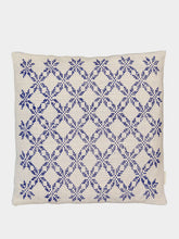 House of Capricorn Handmade Carlota Blue Cotton and Linen Cushion