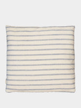 House of Capricorn Handmade Augusta Natural and Blue Cotton and Linen Cushion