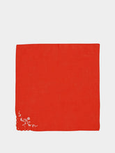 House of Capricorn Hand-Embroidered Santana Red Cotton Napkin