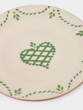 House of Capricorn Hand-Painted Viana Green Stoneware Dinner Plate