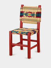 House of Capricorn Handmade Coruche Red Wood and Multicoloured Reed Dining Chair