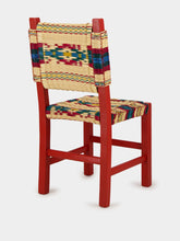 House of Capricorn Handmade Coruche Red Wood and Multicoloured Reed Dining Chair
